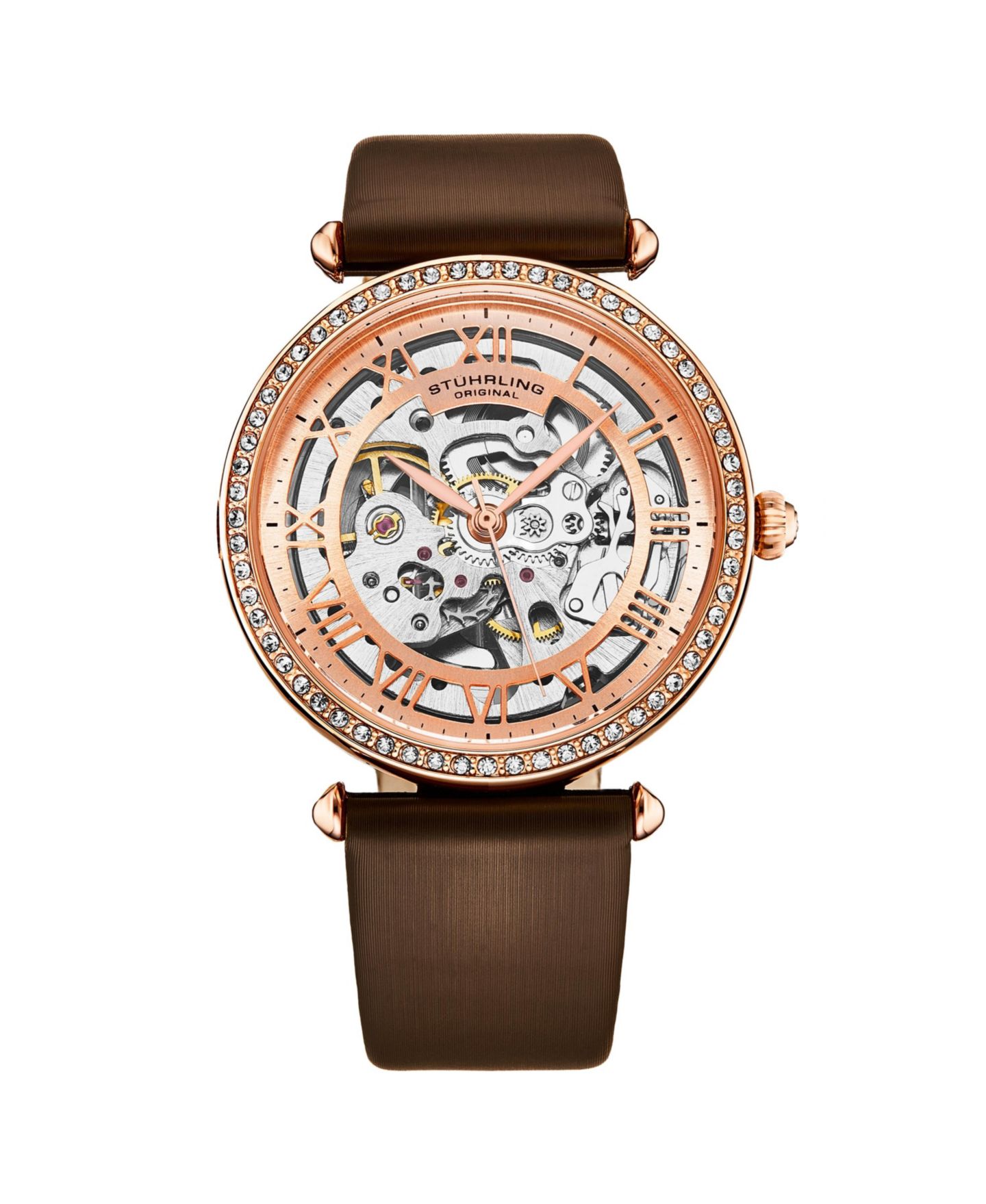 Женские часы Stuhrling Legacy Brown Leather, Two-Tone Rose-Gold Dial, 45mm Round Watch, цвет: Коричневый — фото 1
