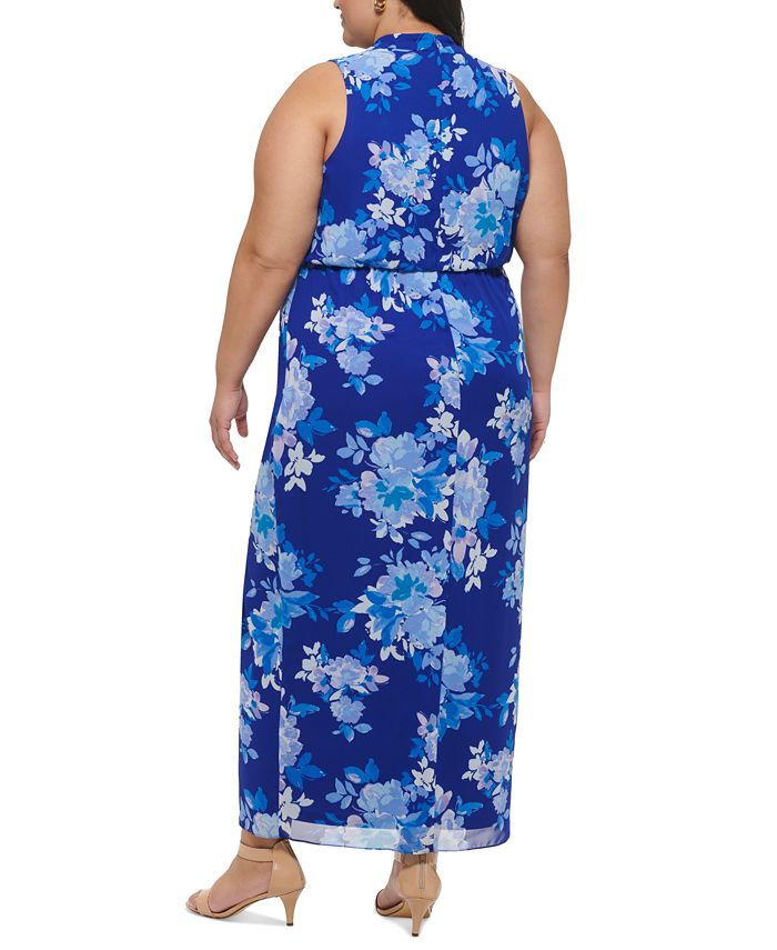 Jessica Howard Plus Size Floral-Print Chiffon Maxi Dress - Macy's