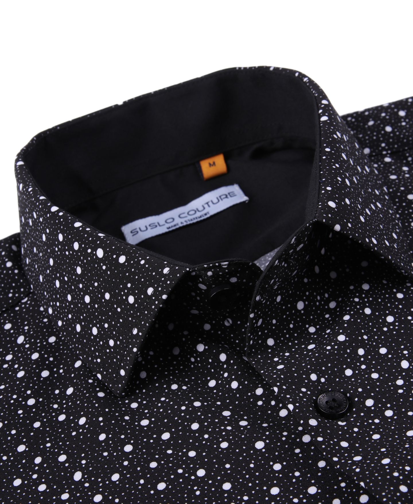 Мужская рубашка Suslo Couture Slim-Fit Geo-Print Performance, цвет: Чёрный, вариант 1 — фото 2