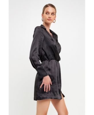 Women's Long Sleeve Satin Mini Dress