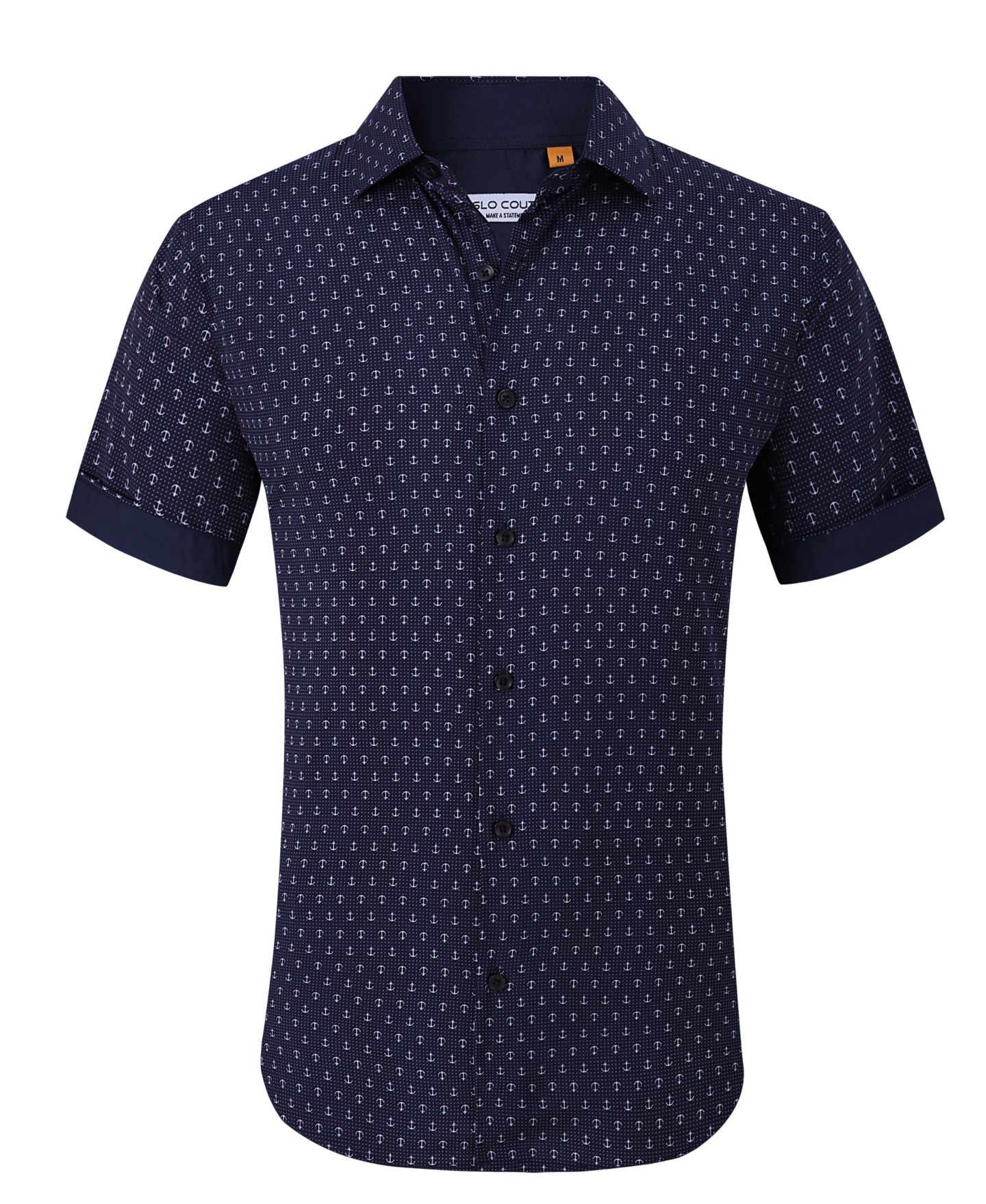 Мужская рубашка Suslo Couture Slim-Fit Geo-Print Performance, цвет: Чёрный — фото 1