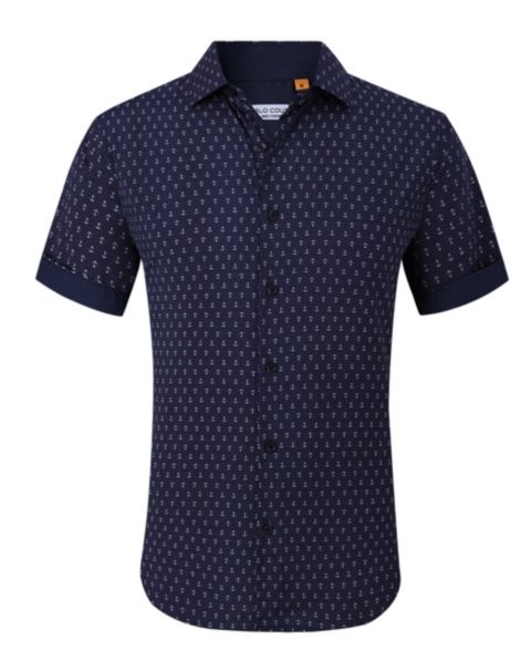 Мужская рубашка Suslo Couture Slim-Fit Geo-Print Performance, цвет: Чёрный