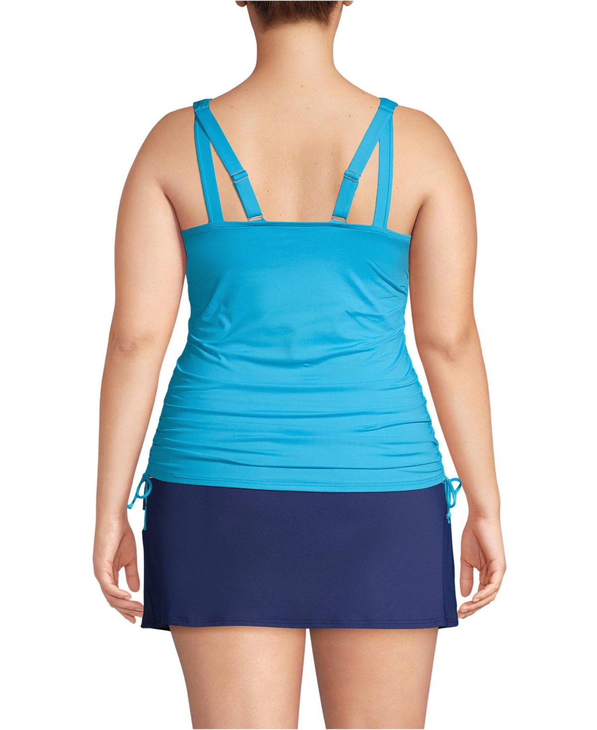 Lands' End Plus Size Adjustable V-neck Underwire Tankini Swimsuit Top