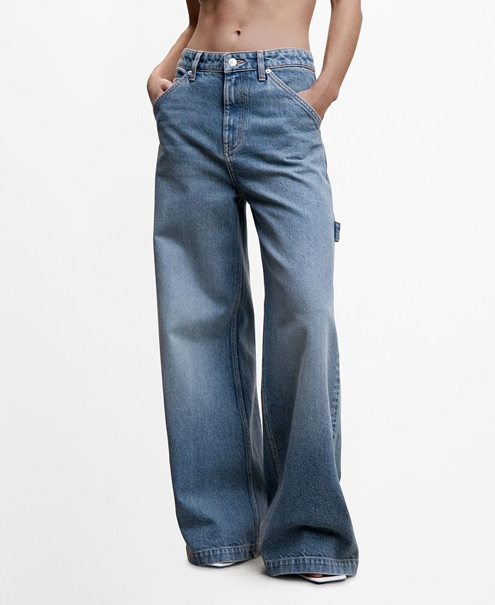 MANGO Women's Low Waist Wide Jeans - Macy's