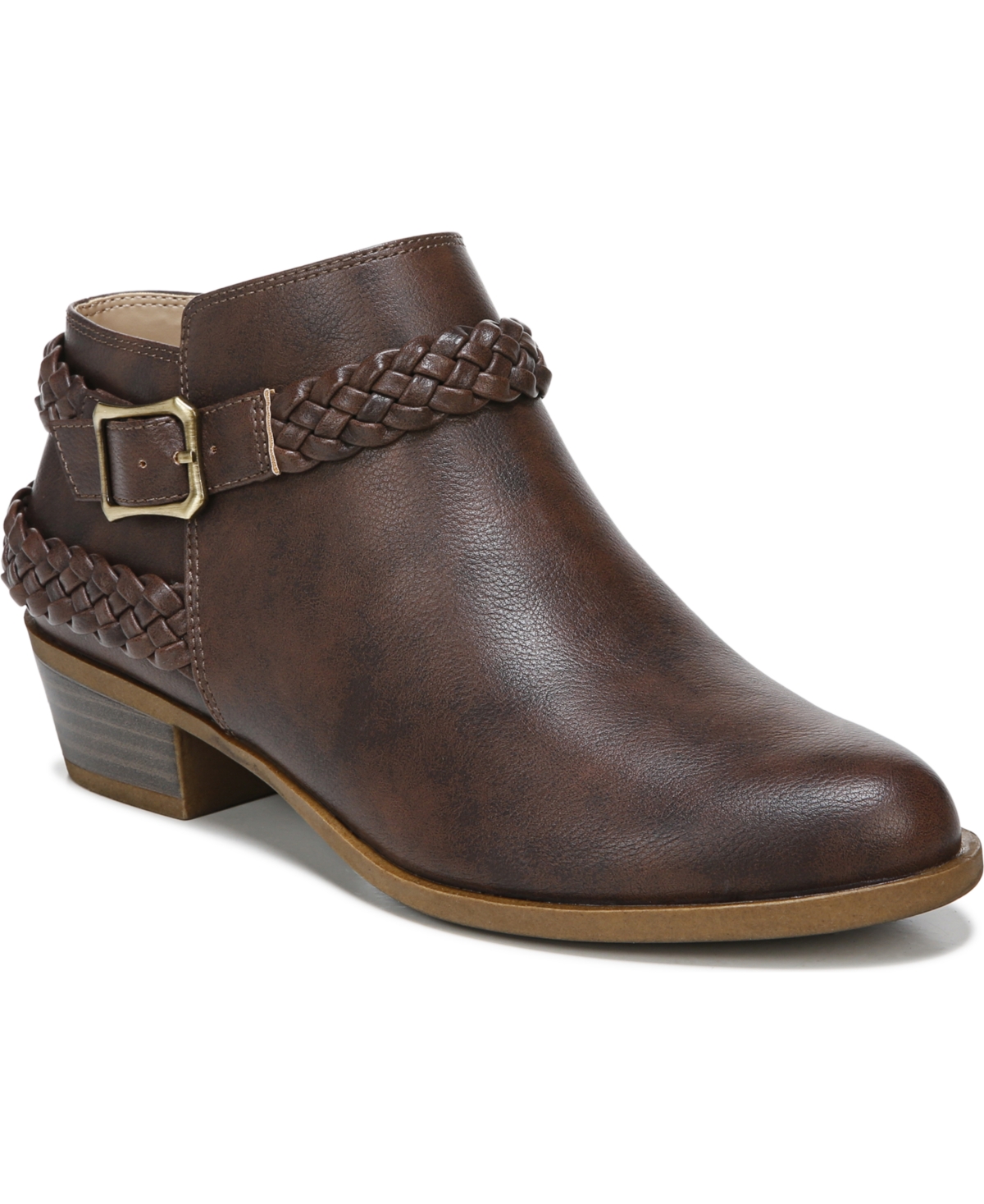 Lifestride Adriana Booties In Brown Faux Leather