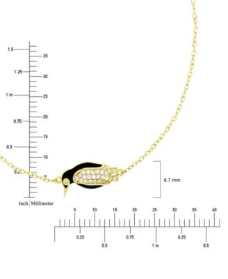 Cubic Zirconia & Black Enamel Penguin Bolo Bracelet