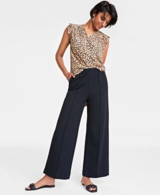 Women's Ponte Pull-On Wide-Leg Pants