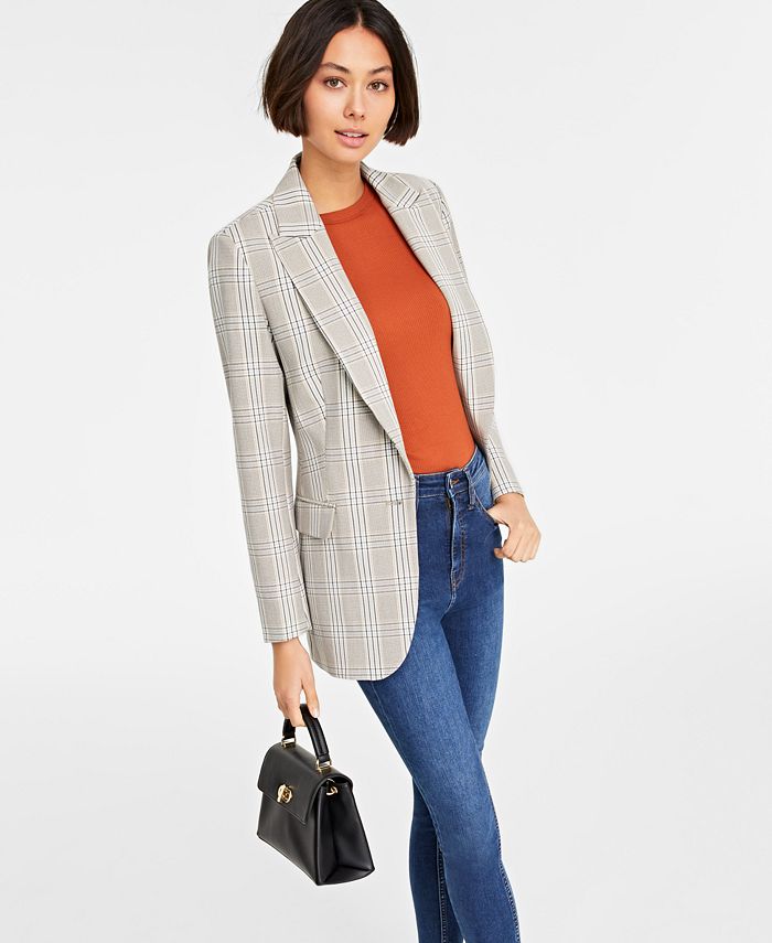 Women's plaid discount boyfriend blazer