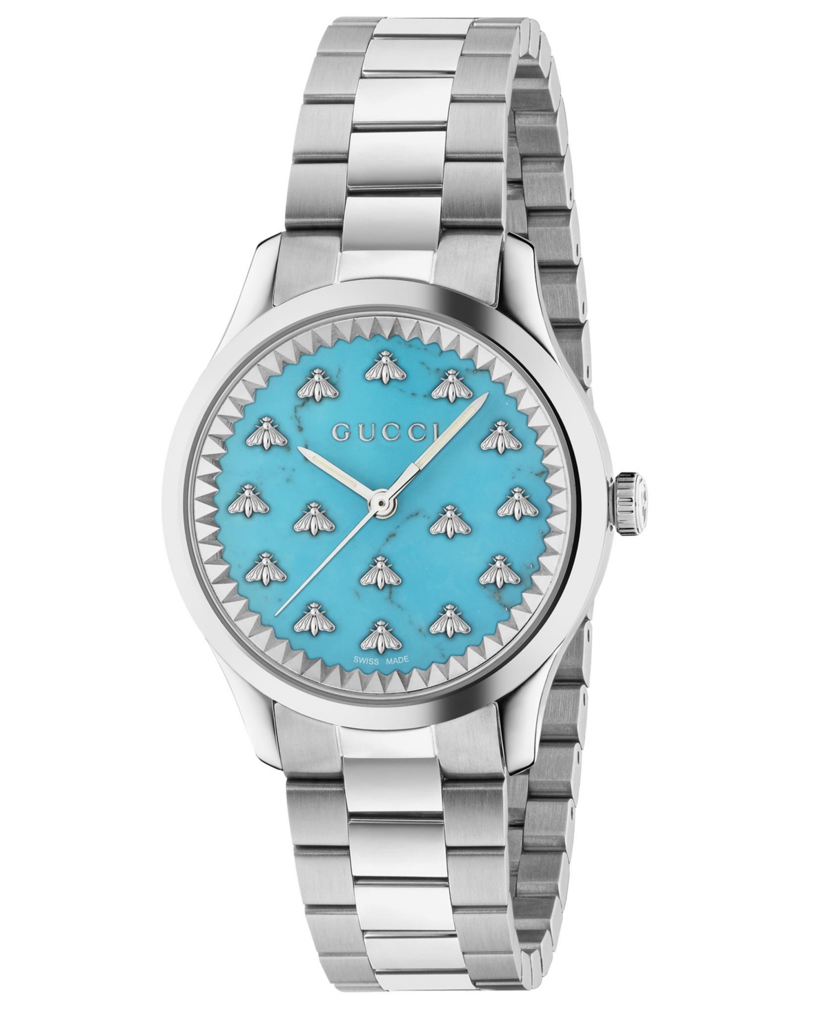 Gucci Signature Bee Automatic Bracelet Watch With Turquoise Dial