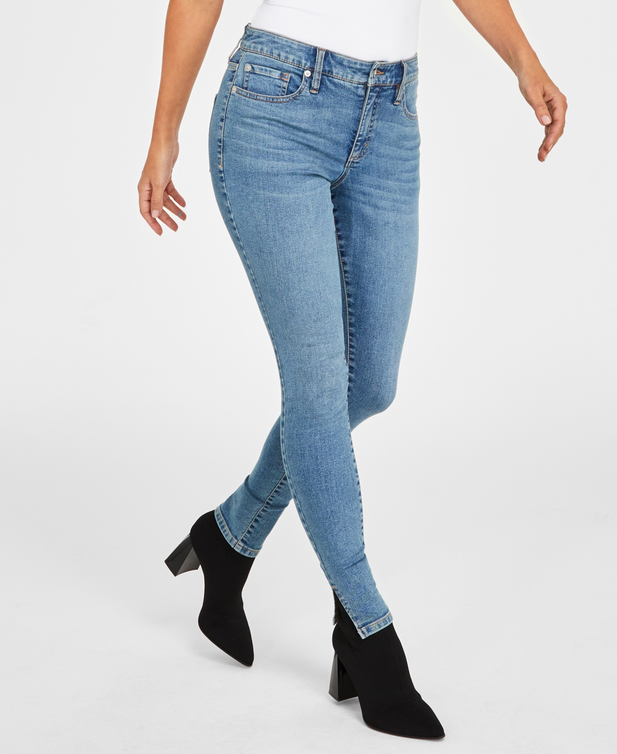 Inc International Concepts Women's Mid Rise Skinny-leg Jeans, Created For Macy's In Light Indigo