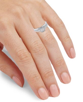 Diamond Square Cluster Ring (1/4 ct. t.w.) in 14k Gold-Plated Sterling Silver or Sterling Silver