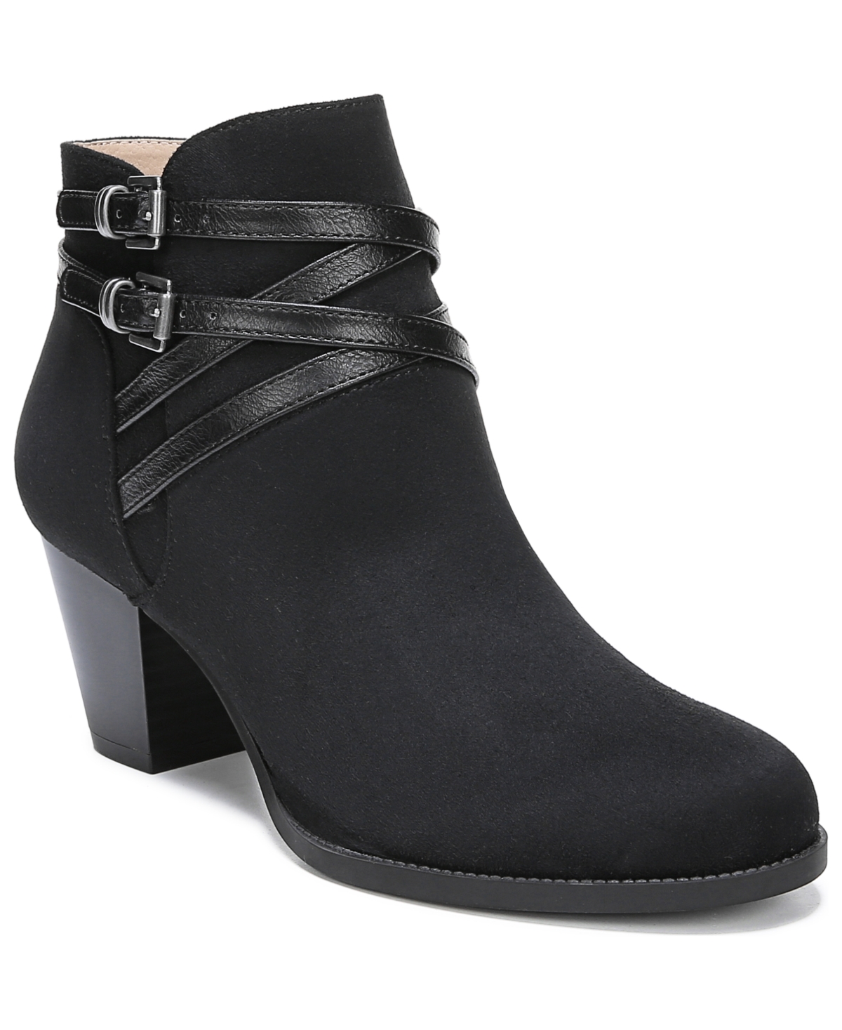 Women's Jezebel Ankle Booties - Black Fabric/Faux Leather
