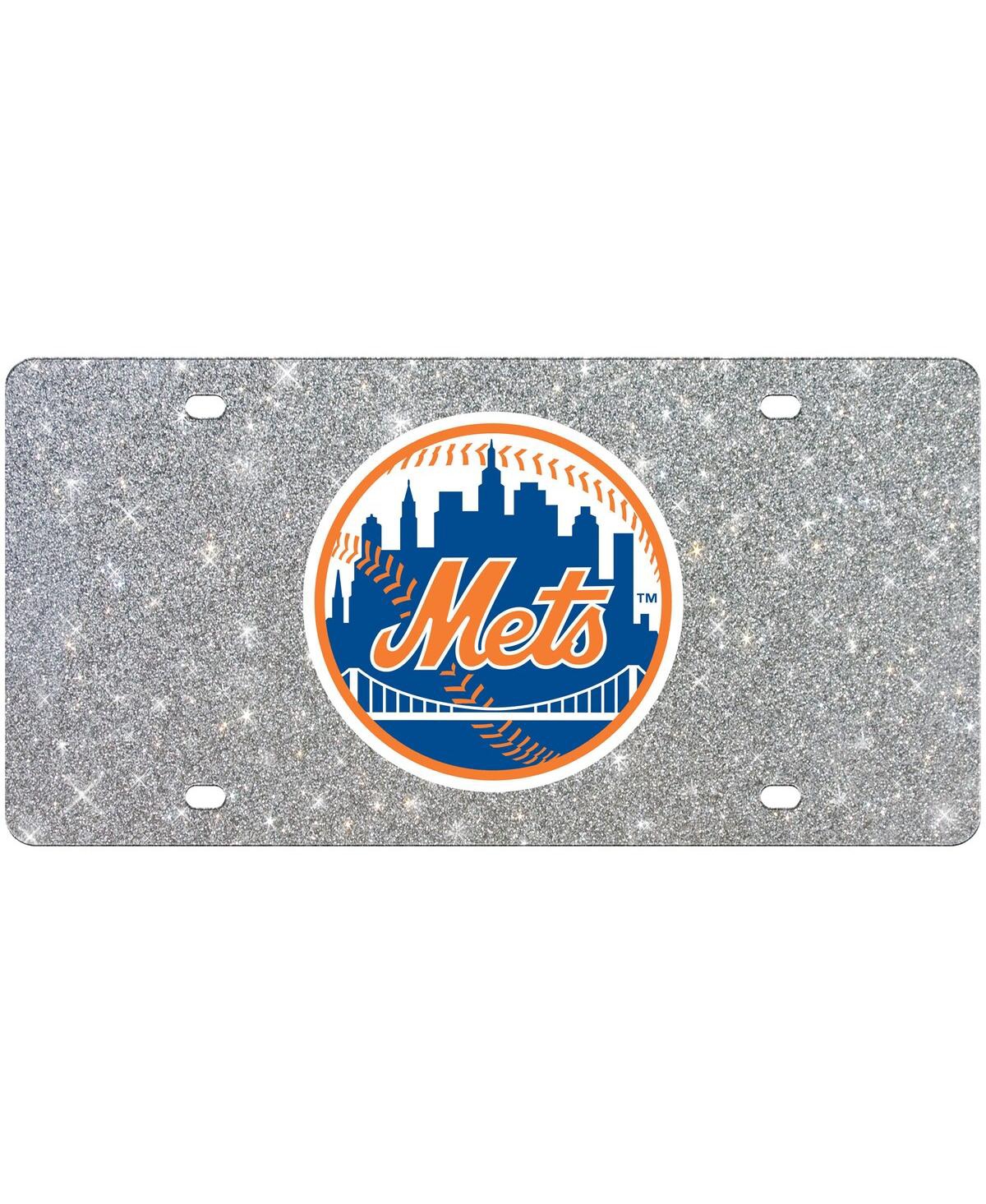 Wincraft New York Mets Acrylic Glitter License Plate In Silver