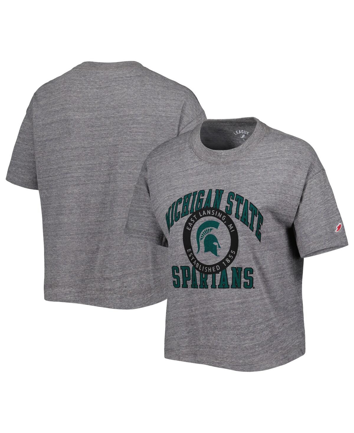 Women's League Collegiate Wear Heather Gray Michigan State Spartans Intramural Midi Seal Tri-Blend T-shirt - Heather Gray