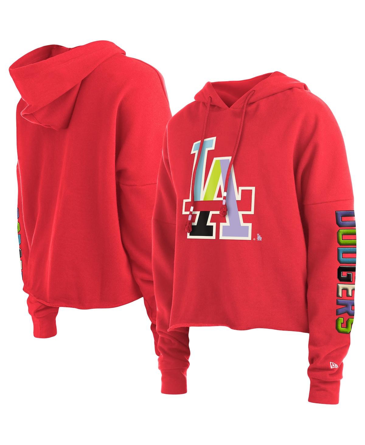 NEW ERA WOMEN'S NEW ERA RED LOS ANGELES DODGERS FASHION HIGH HIP PULLOVER HOODIE