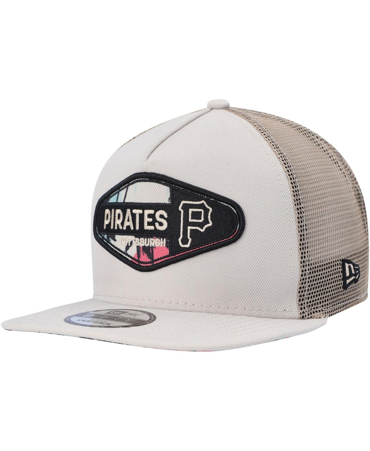New Era Men's  Natural Pittsburgh Pirates Retro Beachin' Patch A-frame Trucker 9fifty Snapback Hat In Natural