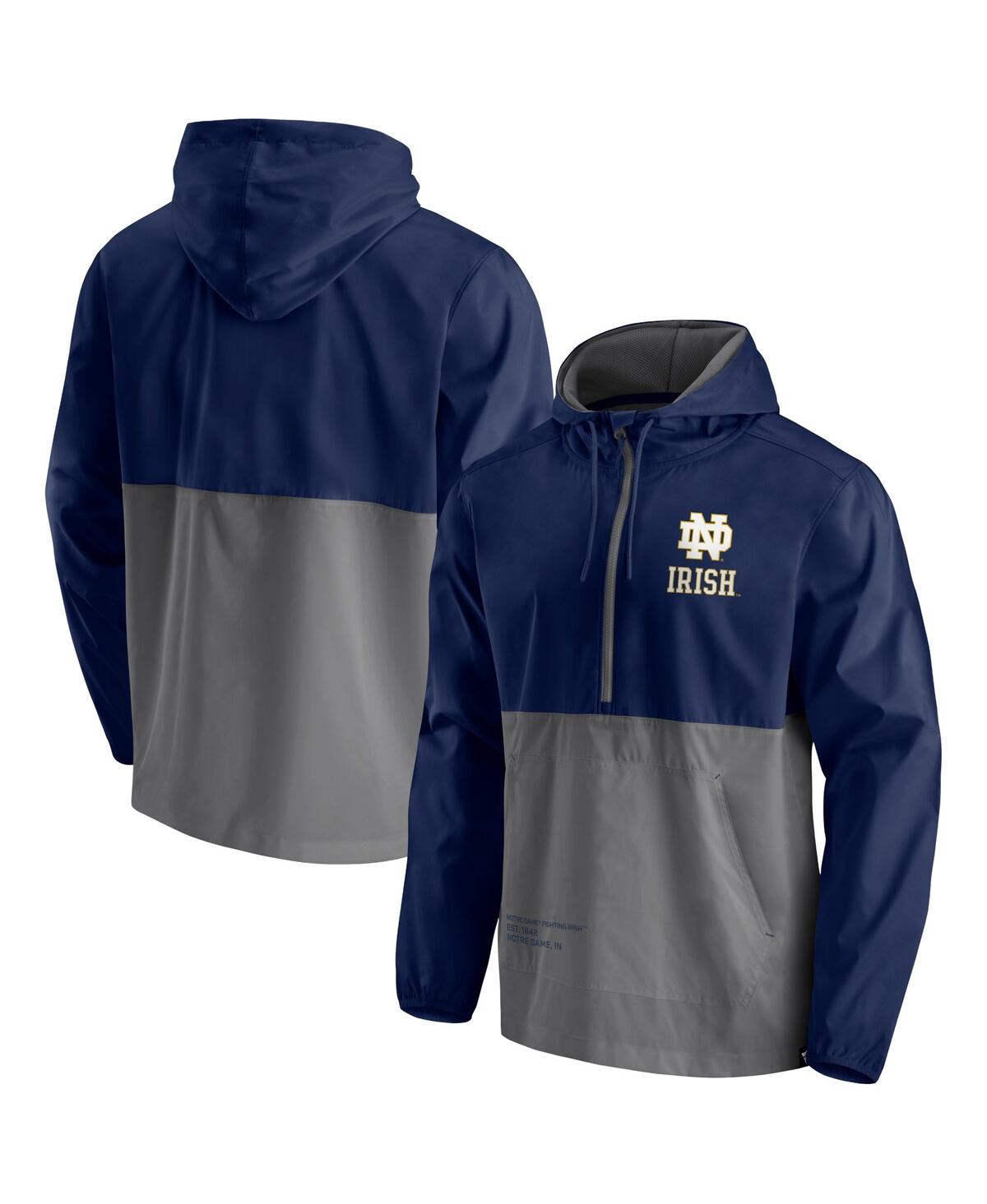 Men's Fanatics Gray Notre Dame Fighting Irish Thrill Seeker Half-Zip Hoodie Anorak Jacket - Gray