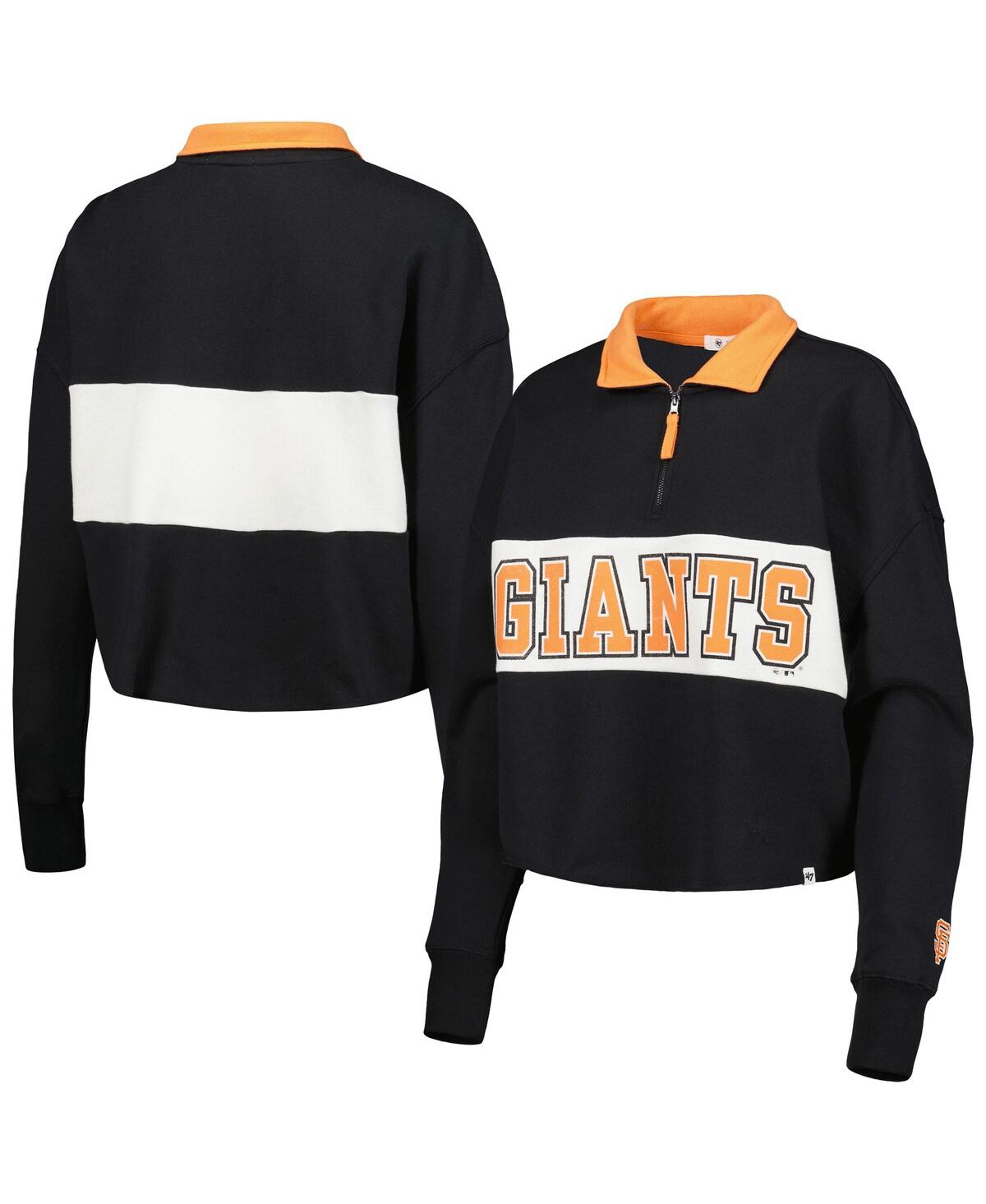 Women's '47 BrandSan Francisco Giants Remi Quarter-Zip Cropped Top - Black