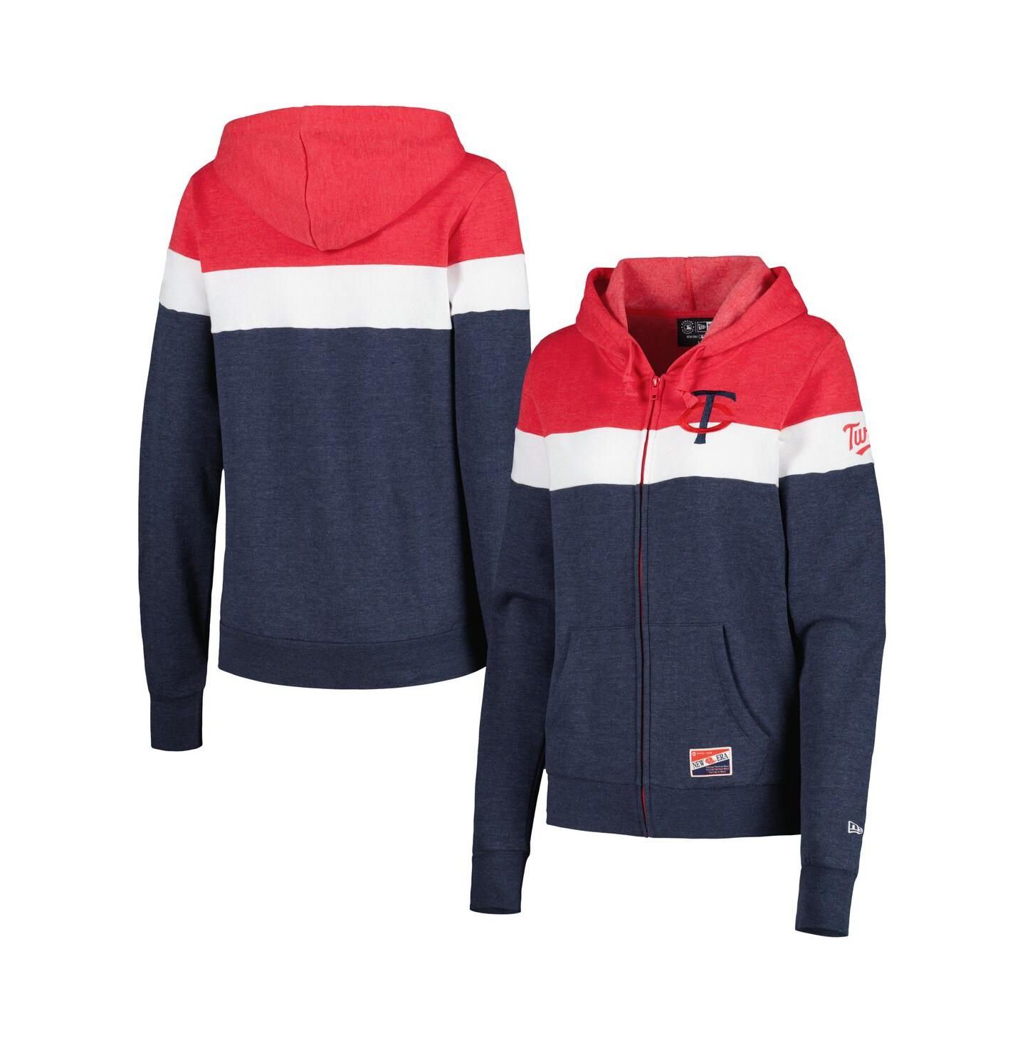 Женская куртка New Era Heather Navy Minnesota Twins Colorblock Full-Zip Hoodie Jacket — фото 2