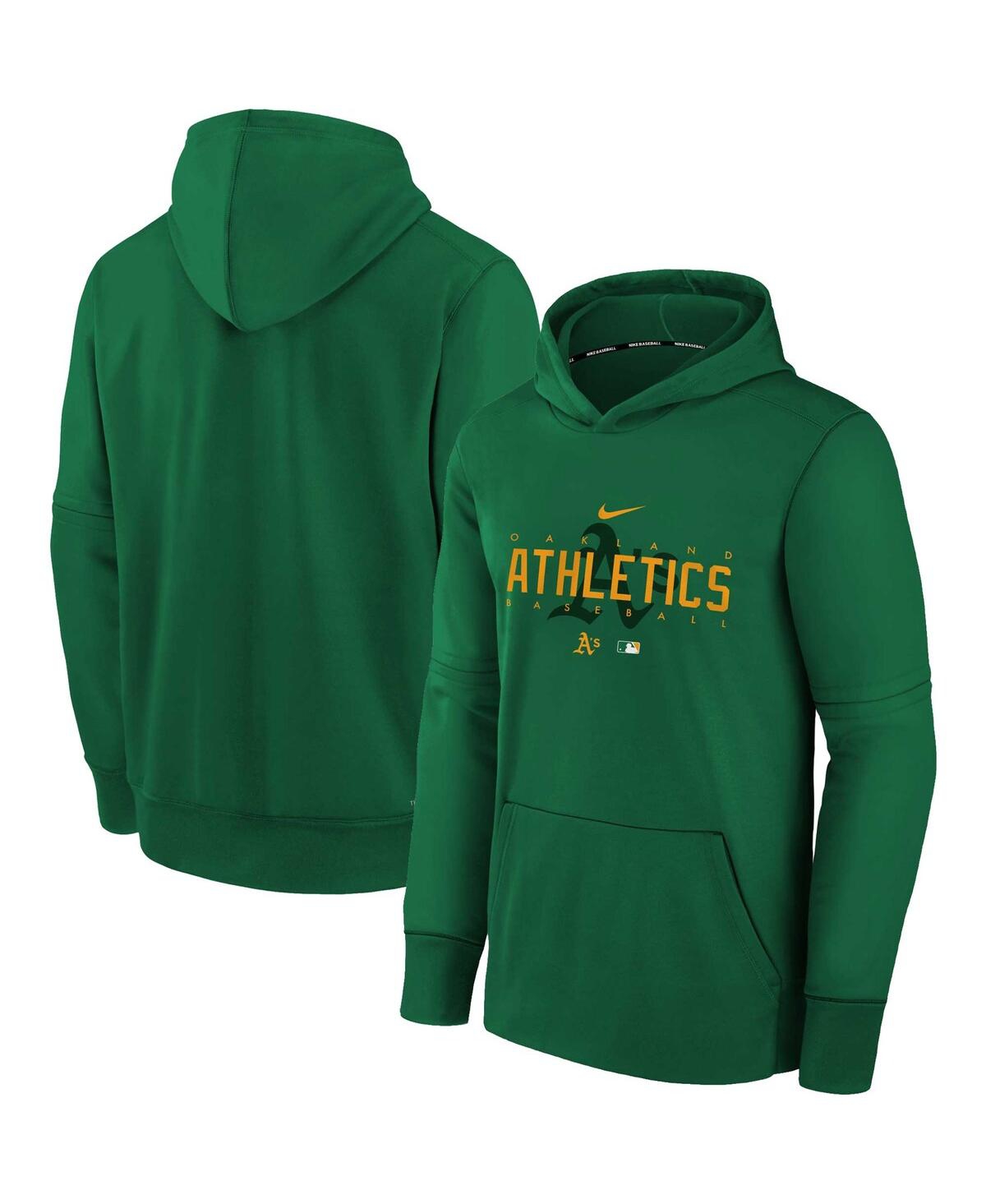 Shop Nike Big Boys And Girls  Green Oakland Athletics Pregame Performance Pullover Hoodie