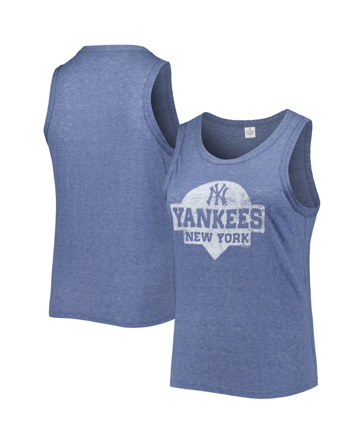 Shop Soft As A Grape Women's  Navy New York Yankees Plus Size High Neck Tri-blend Tank Top