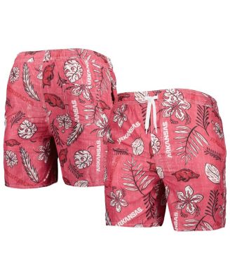 Men's Cardinal Arkansas Razorbacks Vintage-Inspired Floral Swim Trunks