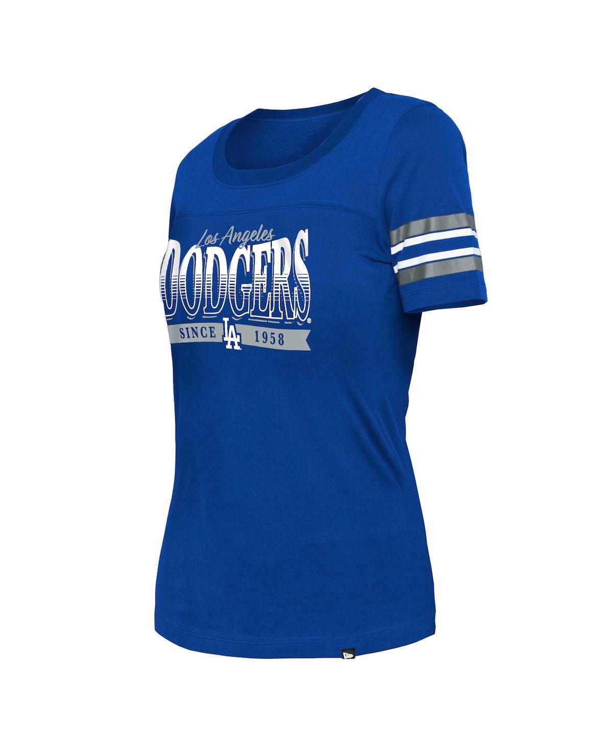 Women's New EraLos Angeles Dodgers Team Stripe T-shirt - Royal