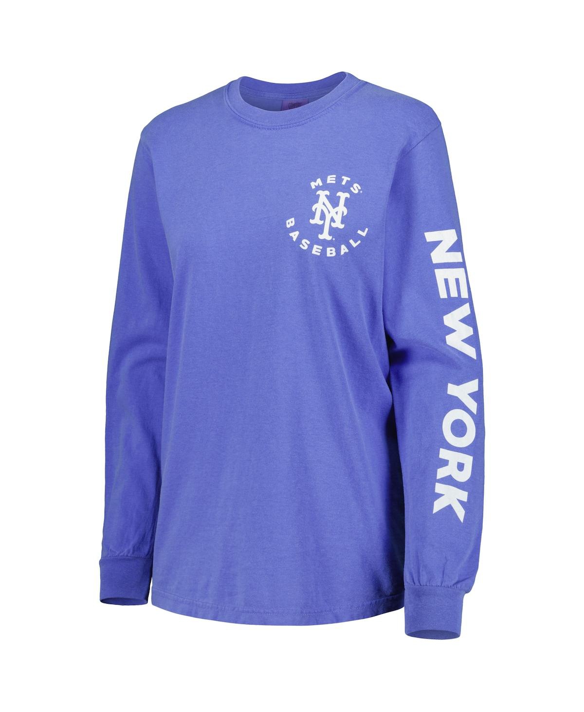 Shop Soft As A Grape Women's  Royal New York Mets Team Pigment Dye Long Sleeve T-shirt