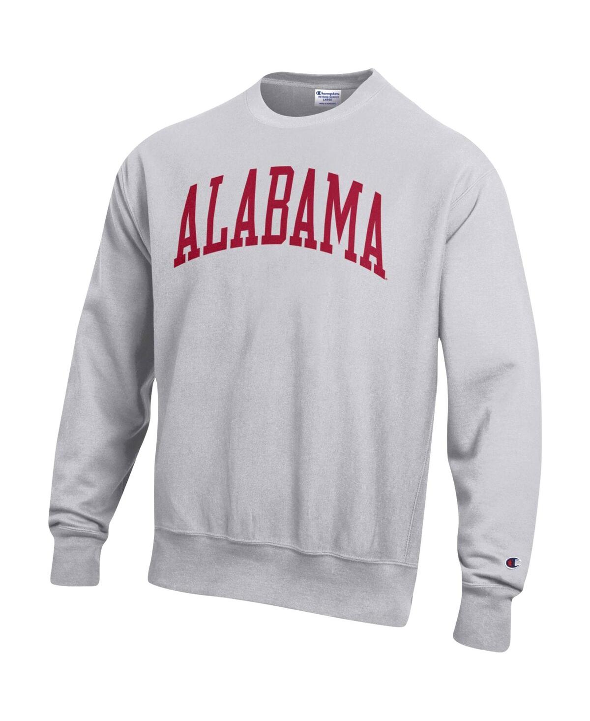 Shop Champion Men's  Heathered Gray Alabama Crimson Tide Arch Reverse Weave Pullover Sweatshirt