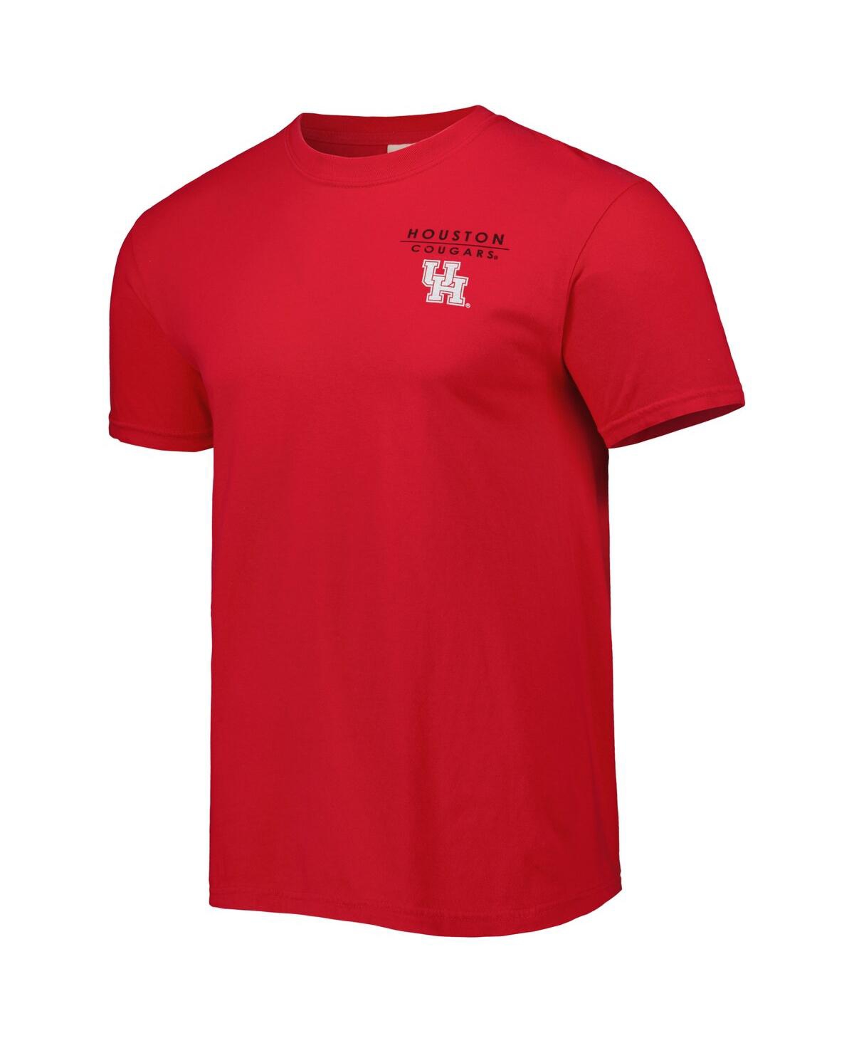 Image One Red Houston Cougars Landscape Shield T-shirt In Red