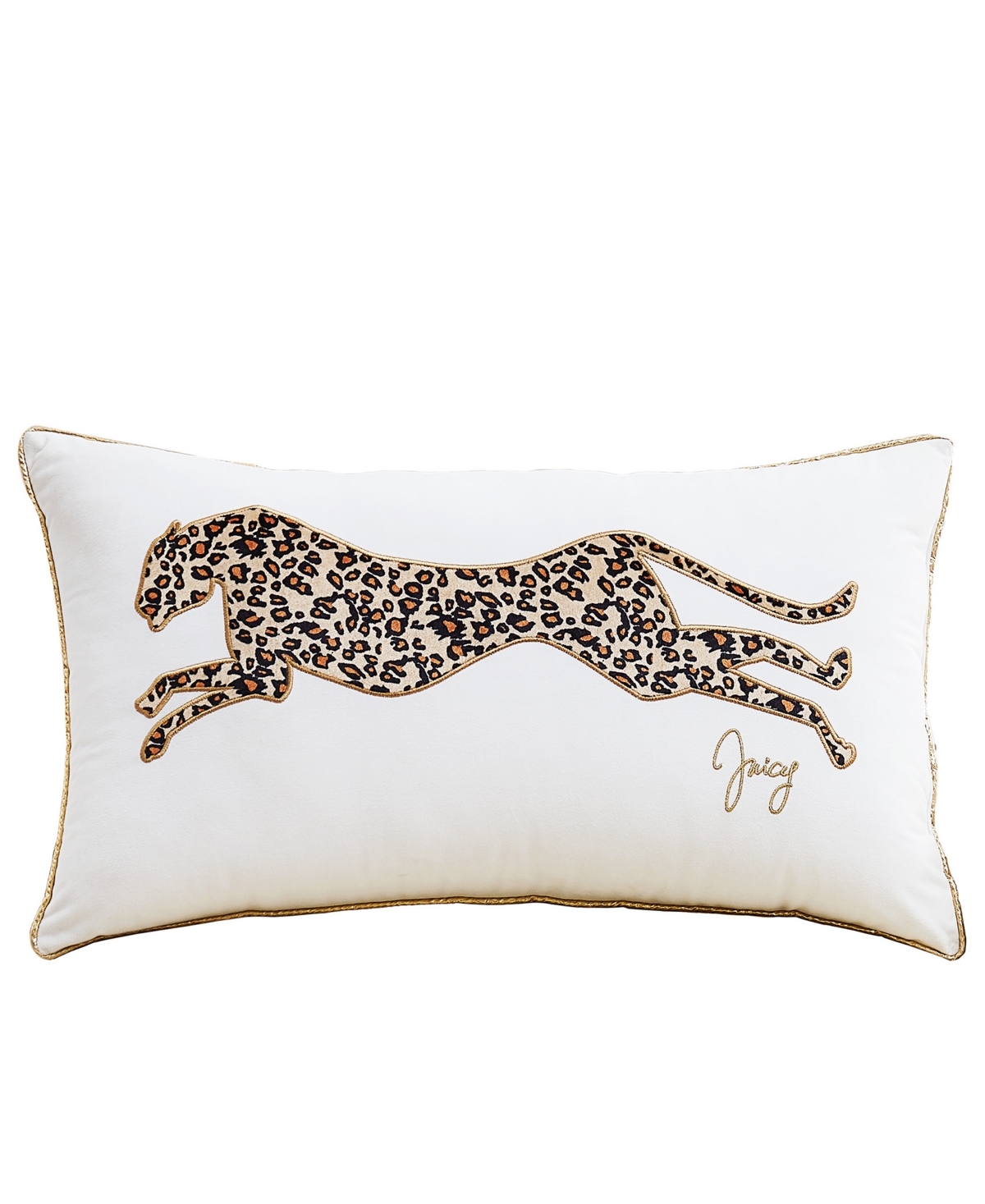 Juicy Couture Velvet Cheetah Decorative Pillow, 14" X 24 In White