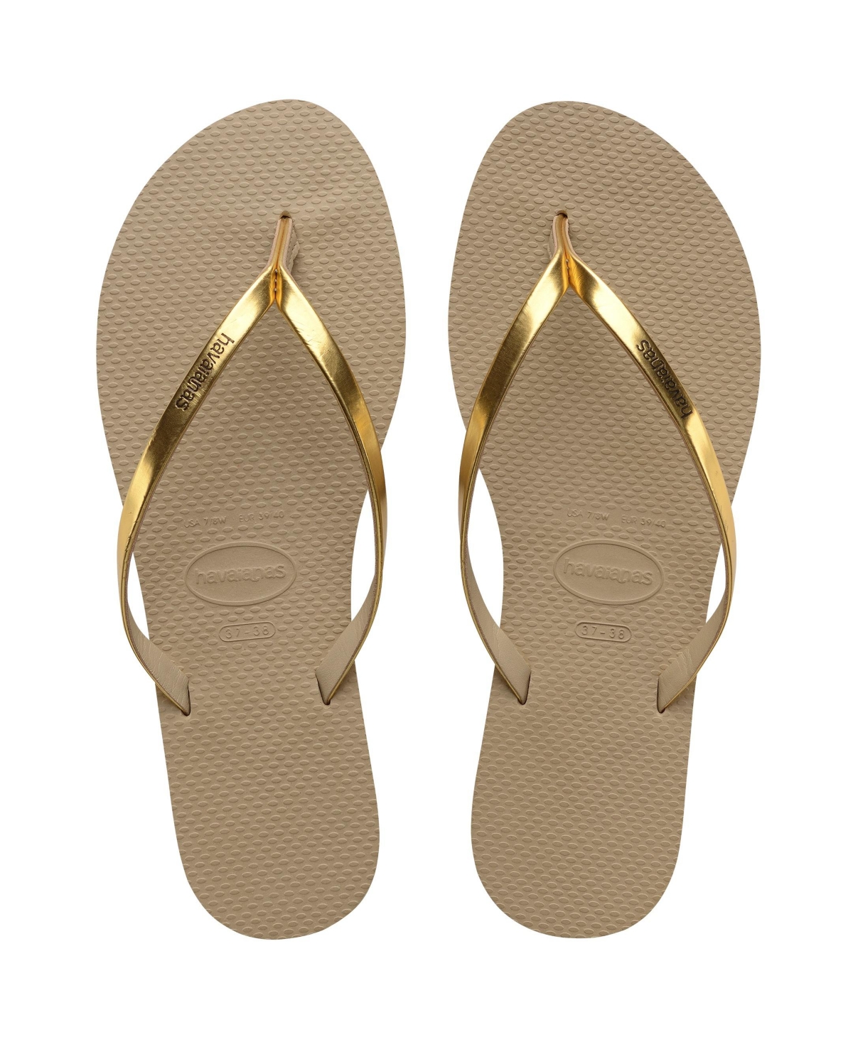Shop Havaianas Women's You Metallic Flip Flop Sandals In Golden Sand Metallic