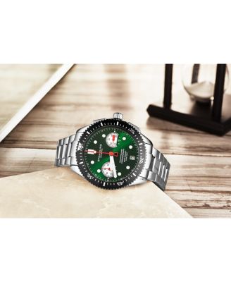 Men's Monaco Silver-tone Stainless Steel, Green Dial, 47mm Round Watch