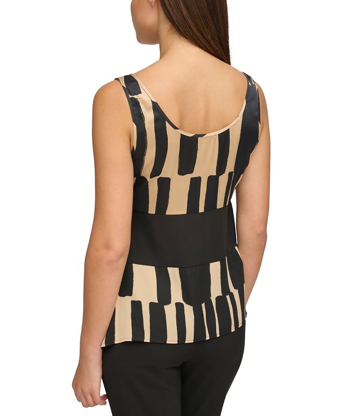 Donna Karan Women's GeometricPrint Colorblocked Sleeveless Top Macy's