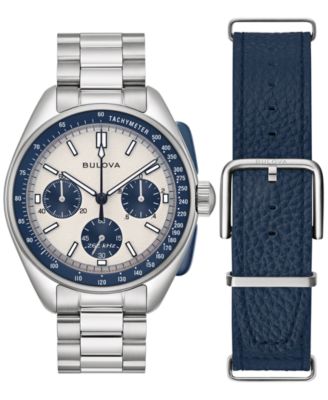 Men's Chronograph Archive Lunar Pilot Stainless Steel Bracelet Watch Box Set 44mm