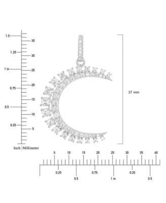 Cubic Zirconia Heart Crescent Moon Pendant Necklace in Sterling Silver, 18" + 2" extender