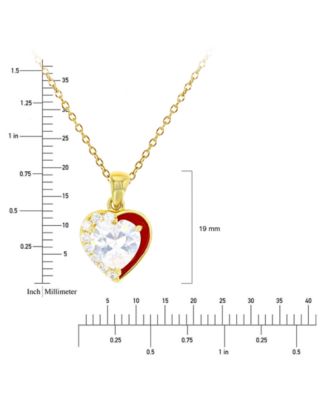 White Cubic Zirconia & Enamel Heart 18" Pendant Necklace (Also in Pink Cubic  Zirconia)