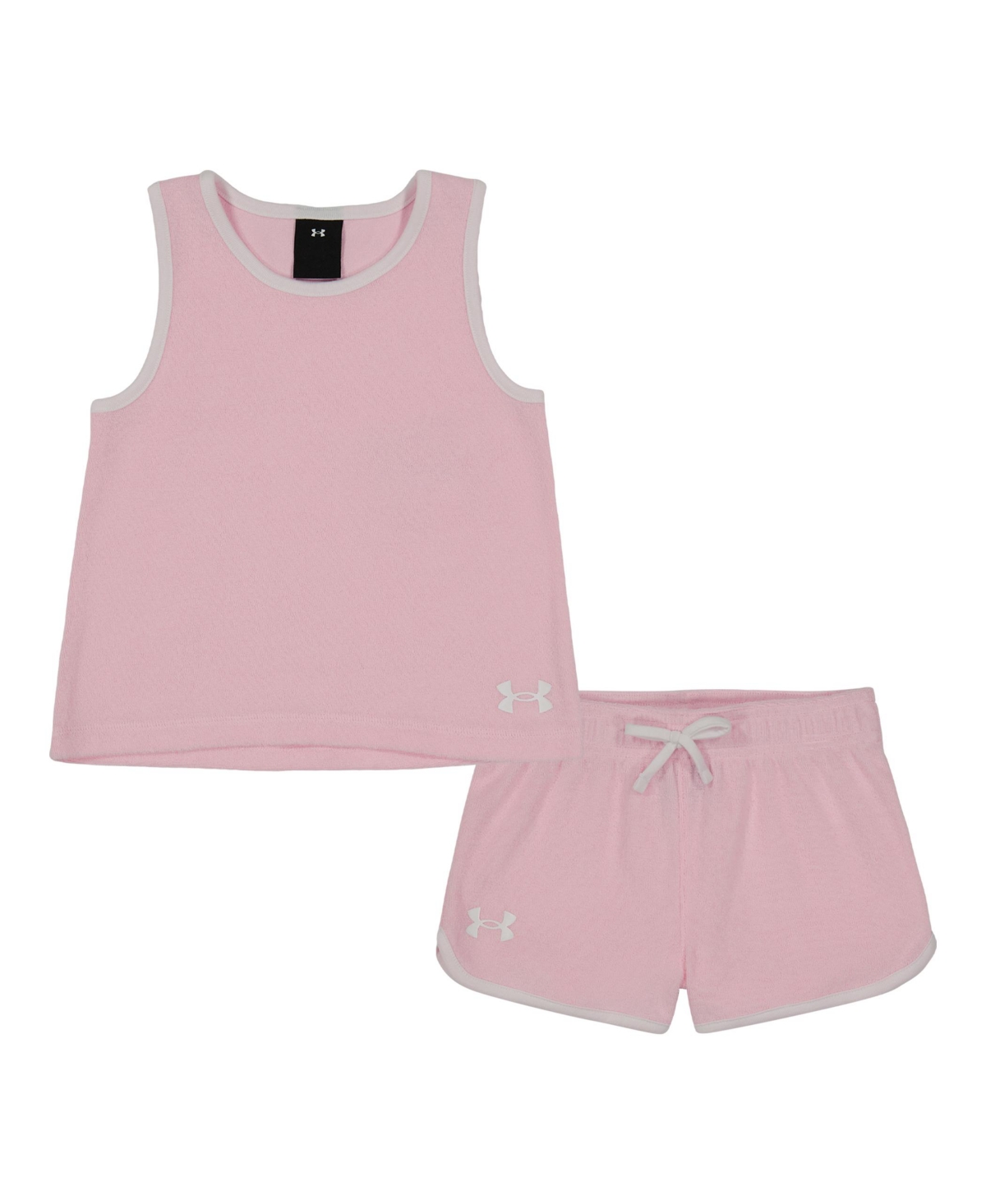 Under Armour Babies' Little Girls Loop Terry Tank And Shorts Set In Pink Sugar