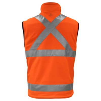 Men's Hi Vis Reversible Softshell Vest - Water-Resistant, Insulated, High-Visibility Safety Work Gear