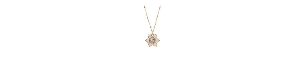 Crystal Flower Pendant Necklace - White