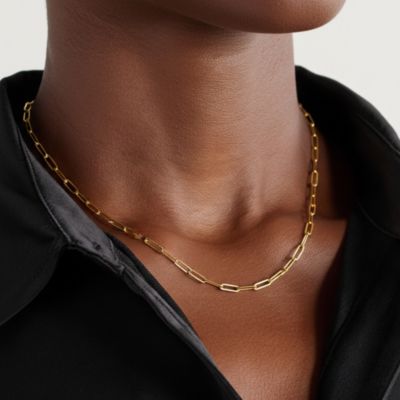 Gold Stainless Steel Paperclip Chain Necklace