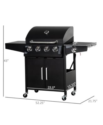 4 Burner Propane Gas Grill with Side Burner,