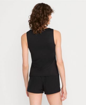 Women's Long Chlorine Resistant High Neck UPF 50 Modest Tankini Swimsuit Top