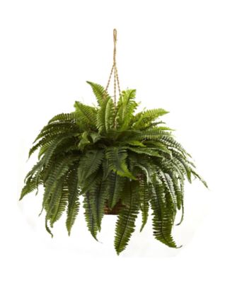 Double Giant Boston Fern Artificial Plant Hanging Basket