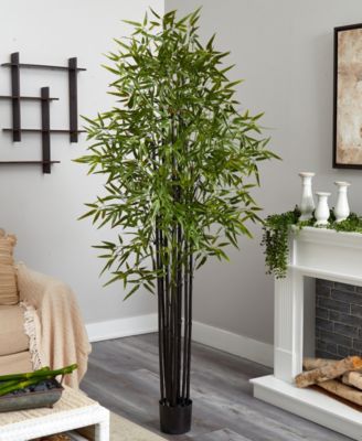 Nearly Natural 6' Indoor/Outdoor UV-Resistant Artificial Black Bamboo ...