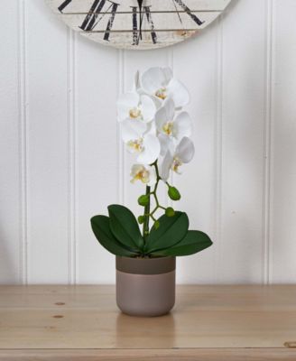 Artificial Phalaenopsis Orchid in Ceramic Pot