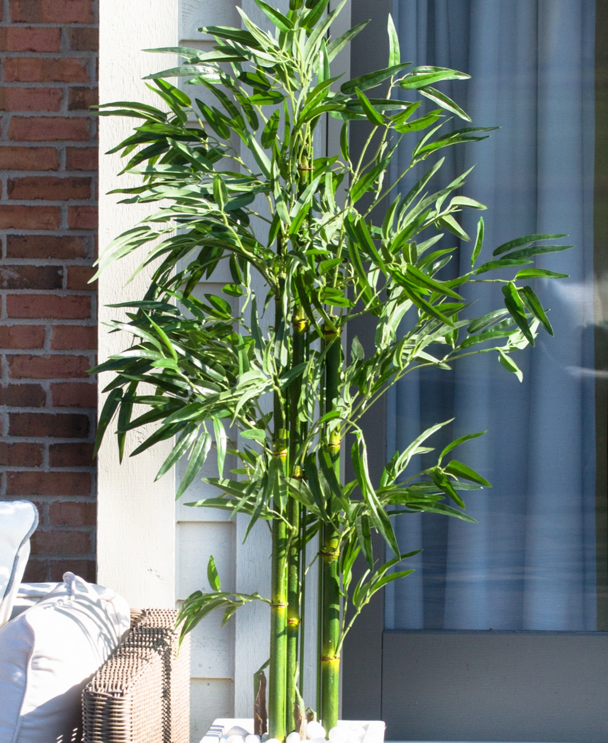 Nearly Natural 5' Bamboo Uv-Resistant Indoor/Outdoor Artificial Tree with White Planter