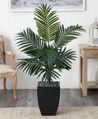 4.5' Kentia Palm Artificial Tree in Black-Washed Planter