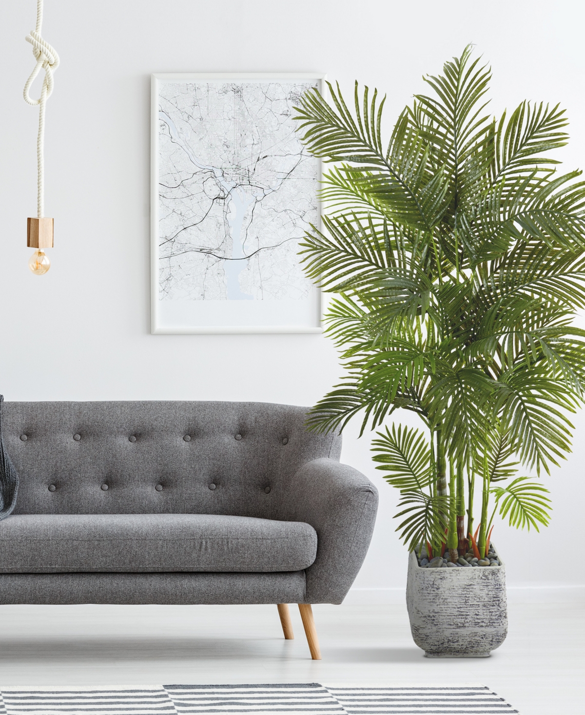 Nearly Natural 75in. Areca Palm Artificial Tree In White Planter In Green
