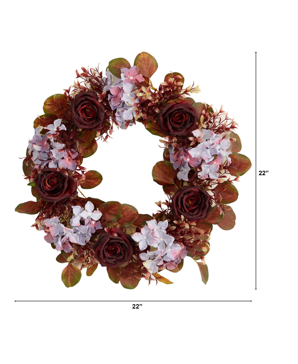 Fall Hydrangea and Rose Autumn Artificial Wreath,